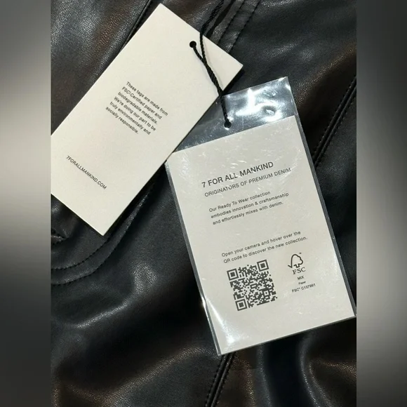 7 For All Mankind Women’s Black Faux Leather High Rise Bootcut Pants -SZ32 NWT - Picture 9 of 13